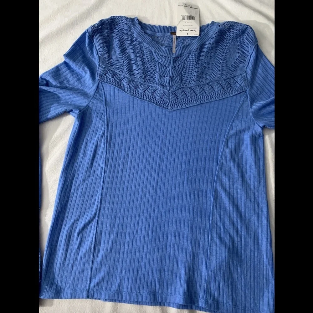 NWT $78 Free‎ People Colette Long Sweater in Celendula Blue [SZ Medium ]